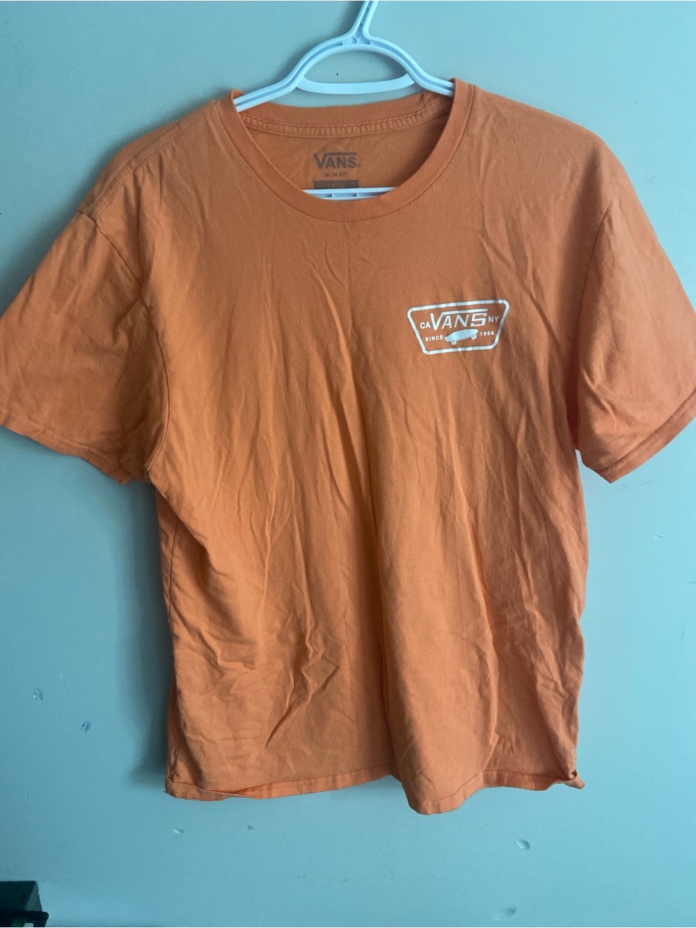 Vans Orange Short Sleeve Logo Tee with White Chest Badge